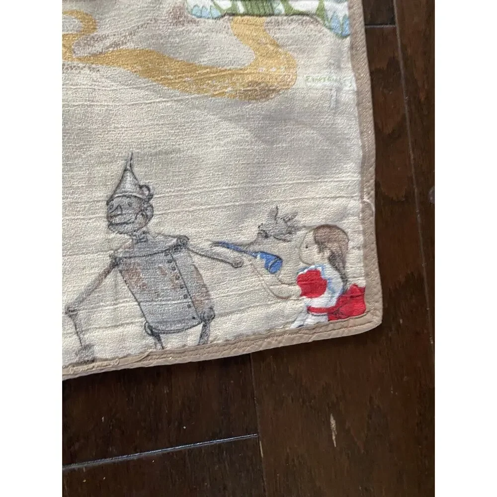 Vtg Wizard Of Oz Blanket Barkcloth Dorothy Toto Scarecrow Lion 40
